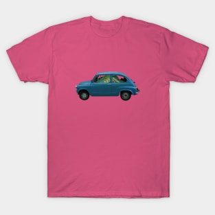 Fish Driving Blue Car Surreal Collage T-Shirt